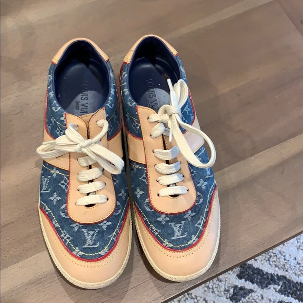 Louis Vuitton Monogram Denim Sneakers Size 38 1/2
